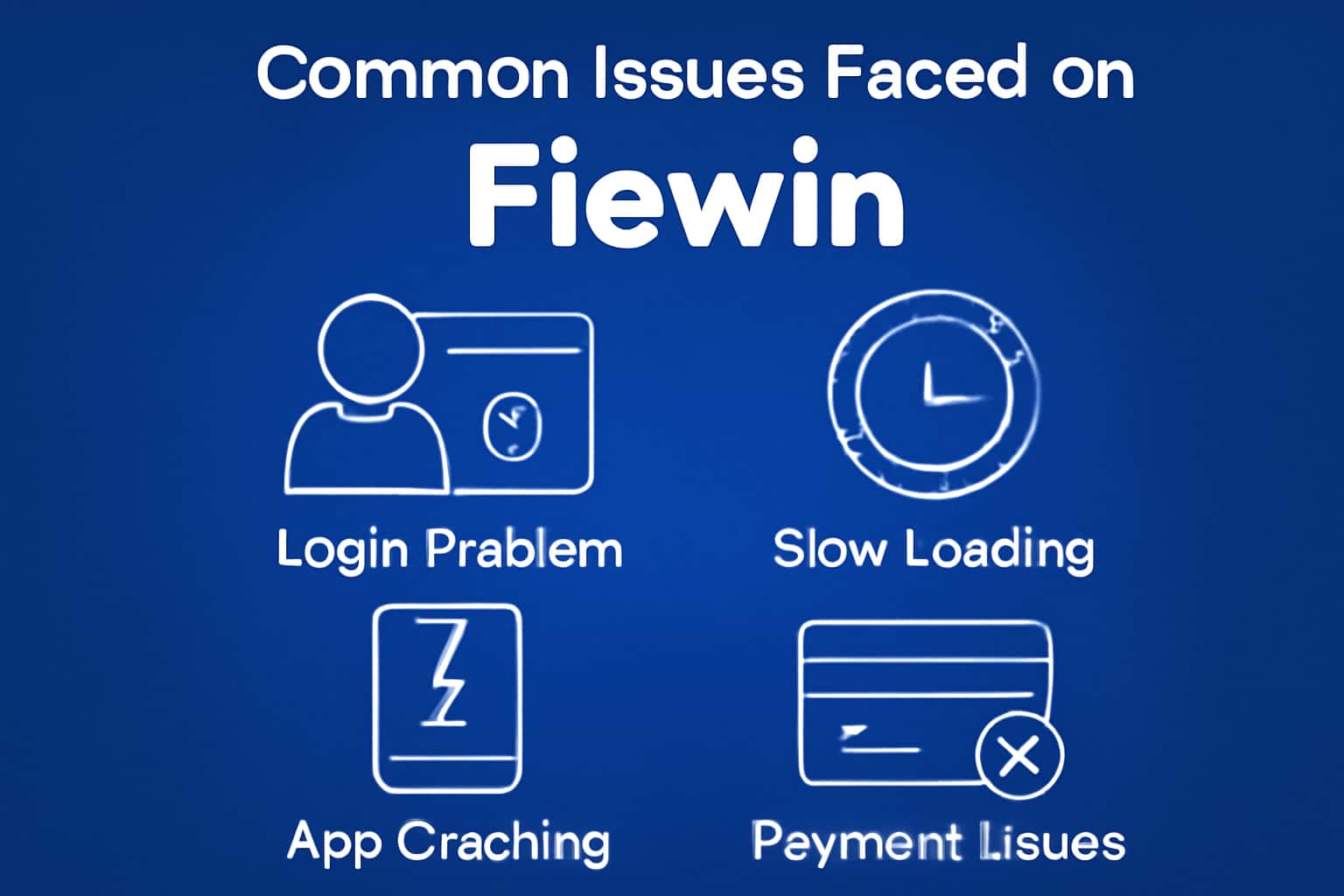An informative scene depicting common issues faced on Fiewin, with a focus on troubleshooting and user support.