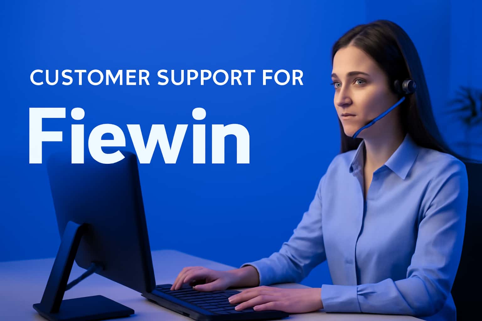 Informational graphic regarding customer support for Fiewin, showcasing assistance features.