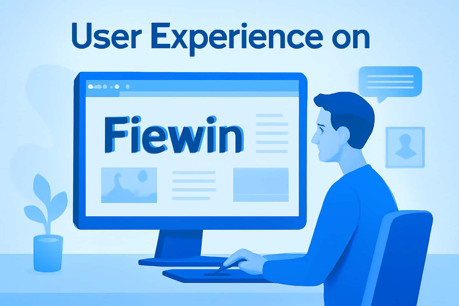 An informative scene illustrating the user experience on the Fiewin platform, incorporating the text 'User Experience on Fiewin'.