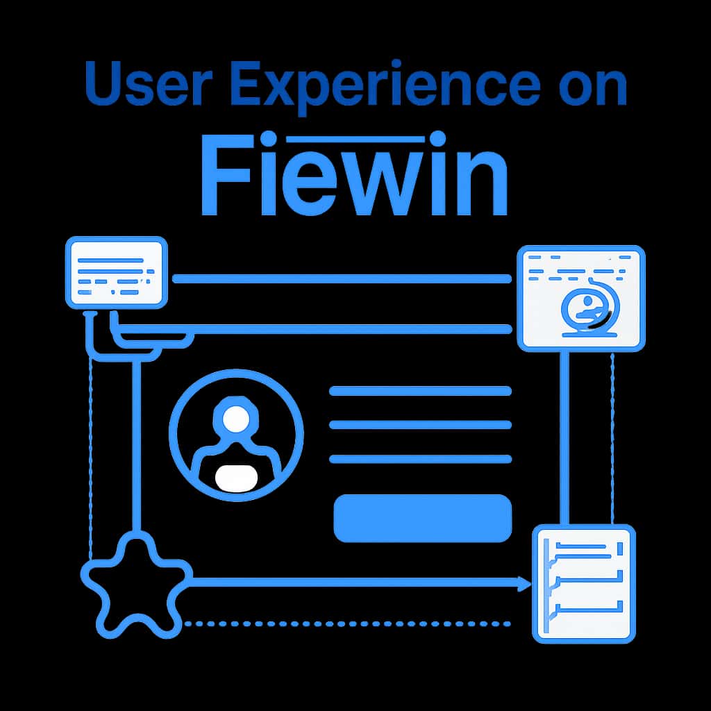 An educational diagram illustrating key aspects of User Experience on Fiewin.