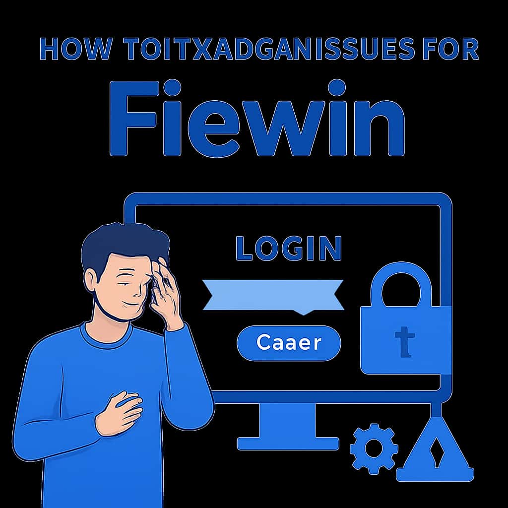 Illustration detailing steps to troubleshoot login issues in Fiewin.